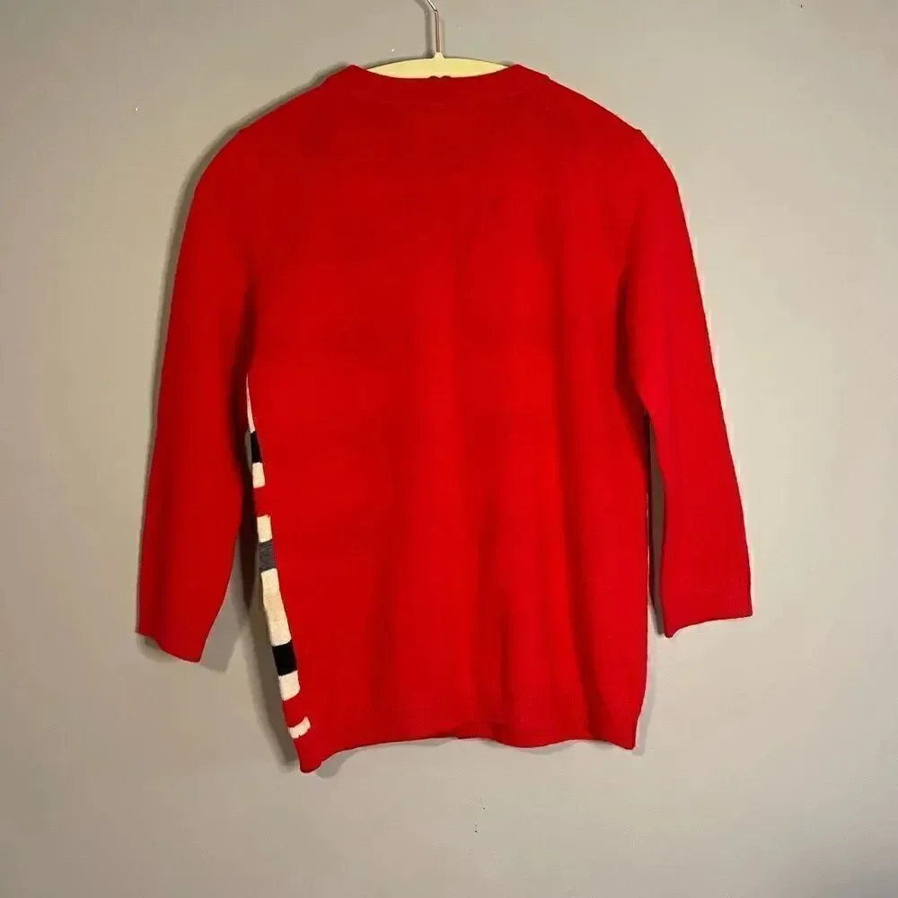 Kate Spade Red Abstract/Geometric Cardigan Wool/Cashmere 3/4 Sleeves | SZ XXS